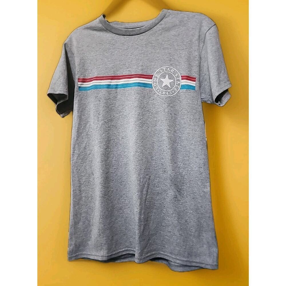 Texas Lone Star State Shirt Mens Small Gray Red White Blue Logo Star Travel